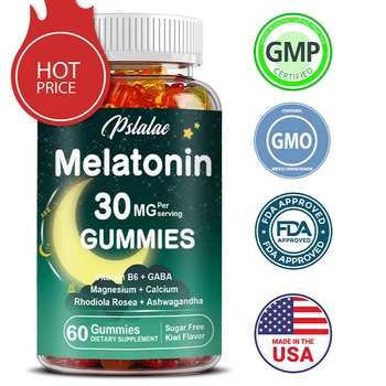 Мелатонин гуммилері 30 мг | Табиғи жидек дәмі | Вегетариандық қоспа | ГМО емес, глютенсіз 60 сағыз